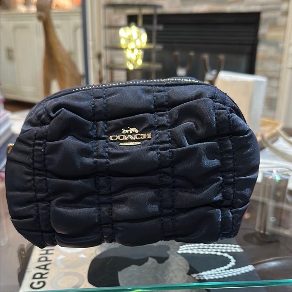 Authentic Coach Small Boxy Cosmetic Case w/Ruching in Midnight Blue, NWOT - Picture 12 of 13